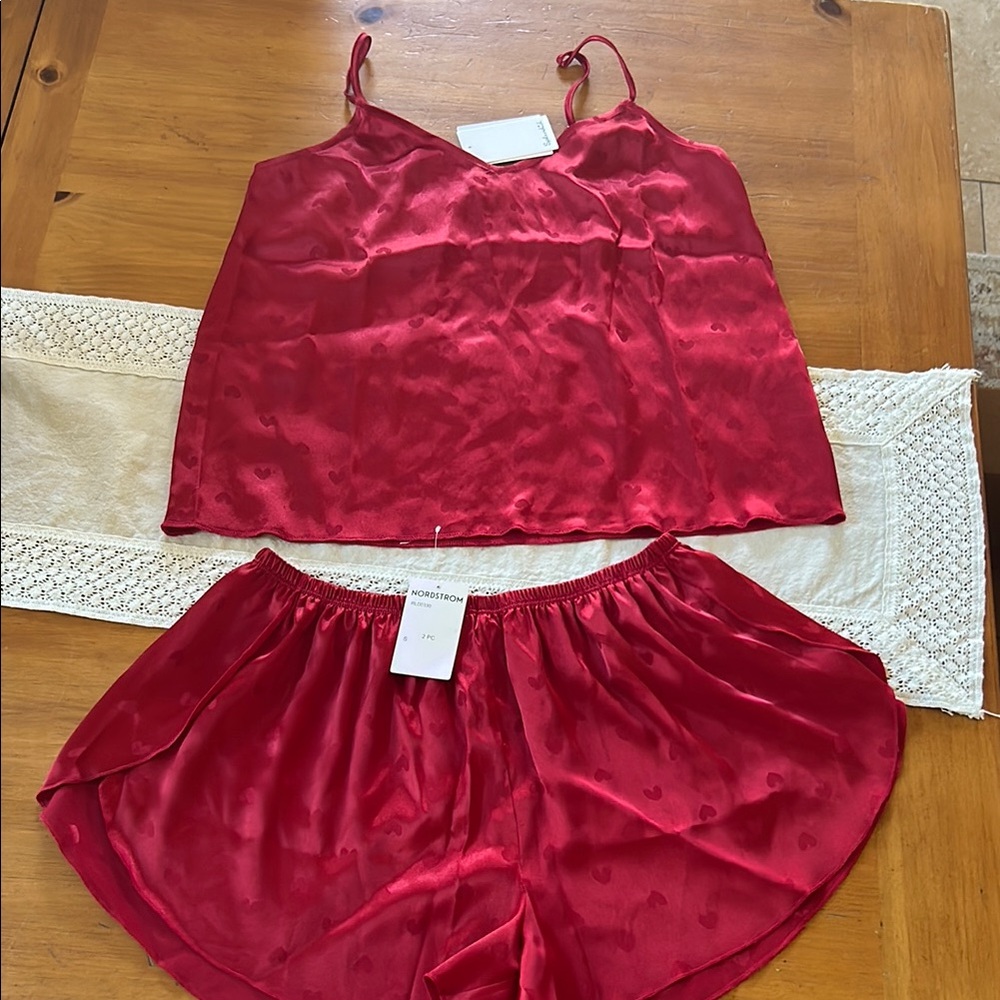 Splendid brand Red Satin cami Sleepwear Set